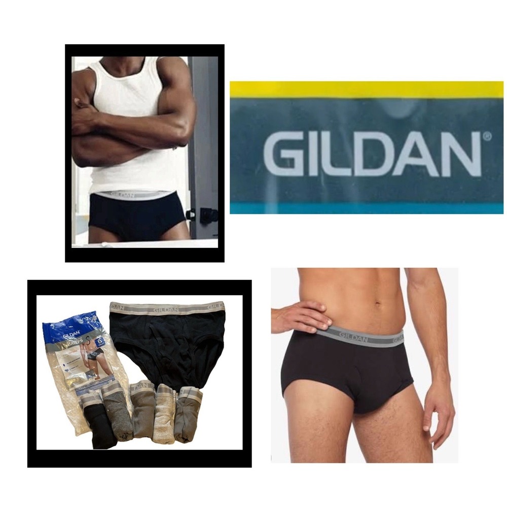 Gildan (6) Pack Men's SMALL NEW Briefs Tagless Black + 2 Different Grey's Cotton